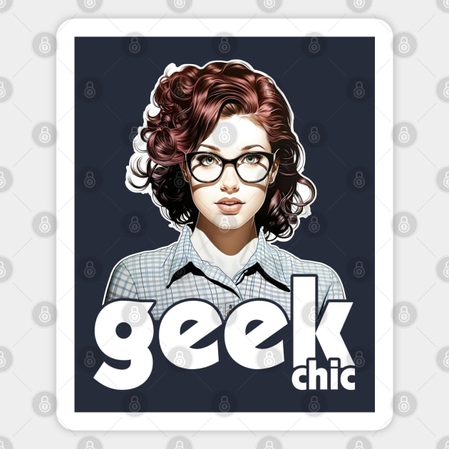 Geek Chic - Trendy Nerdy Magnet by Dazed Pig